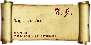 Nagl Jolán névjegykártya